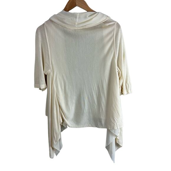 Talbots Ivory Chiffon Layered Short Sleeve Open Front Cardigan Sweater S M - Picture 3 of 9
